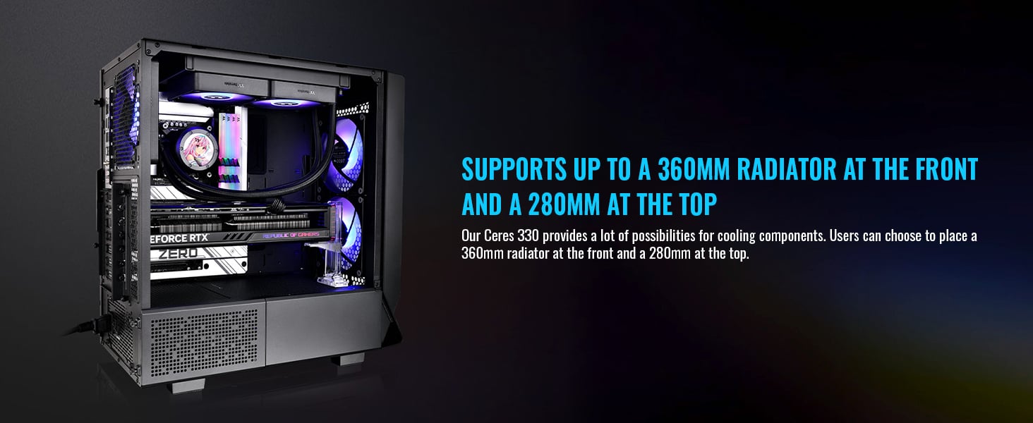 Thermaltake Ceres 330 TG ARGB Black Mid Tower E-ATX Case